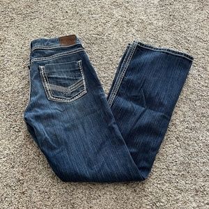 BKE Denim Womens Kate Boot Cut Jeans Blue Med Wash Stretch Whiskered 29 X 31 1/2